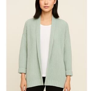 Eileen Fisher Ribbed Knit Organic Cotton Cardigan Sweater